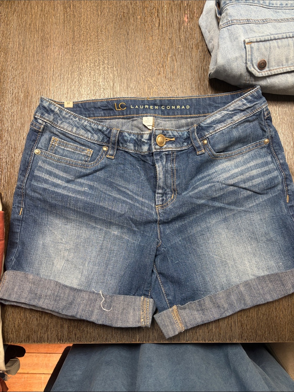LC Lauren Conrad Medium Blue Rolled Hem Denim Shorts